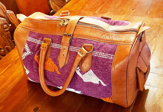Violet Kilim & Leather Travel Bag