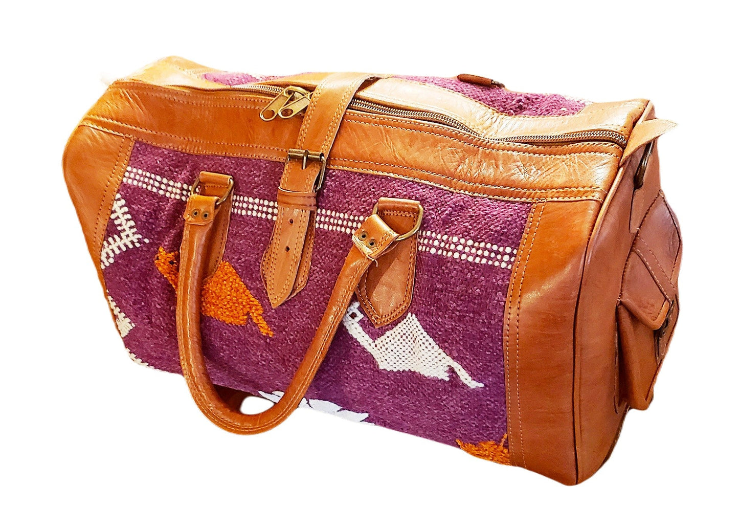 Violet Kilim & Leather Travel Bag