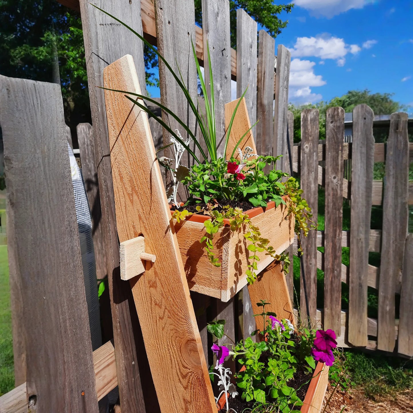 3-Tier Vertical Cedar Standing Planter Box