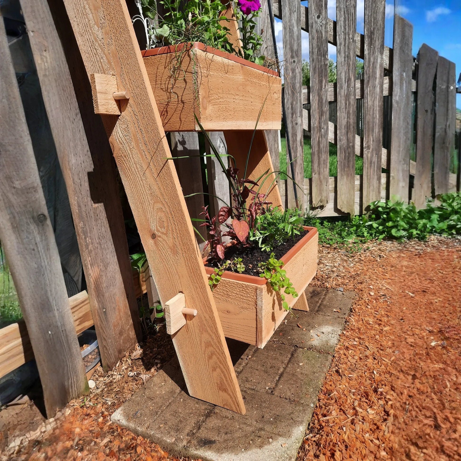 3-Tier Vertical Cedar Standing Planter Box