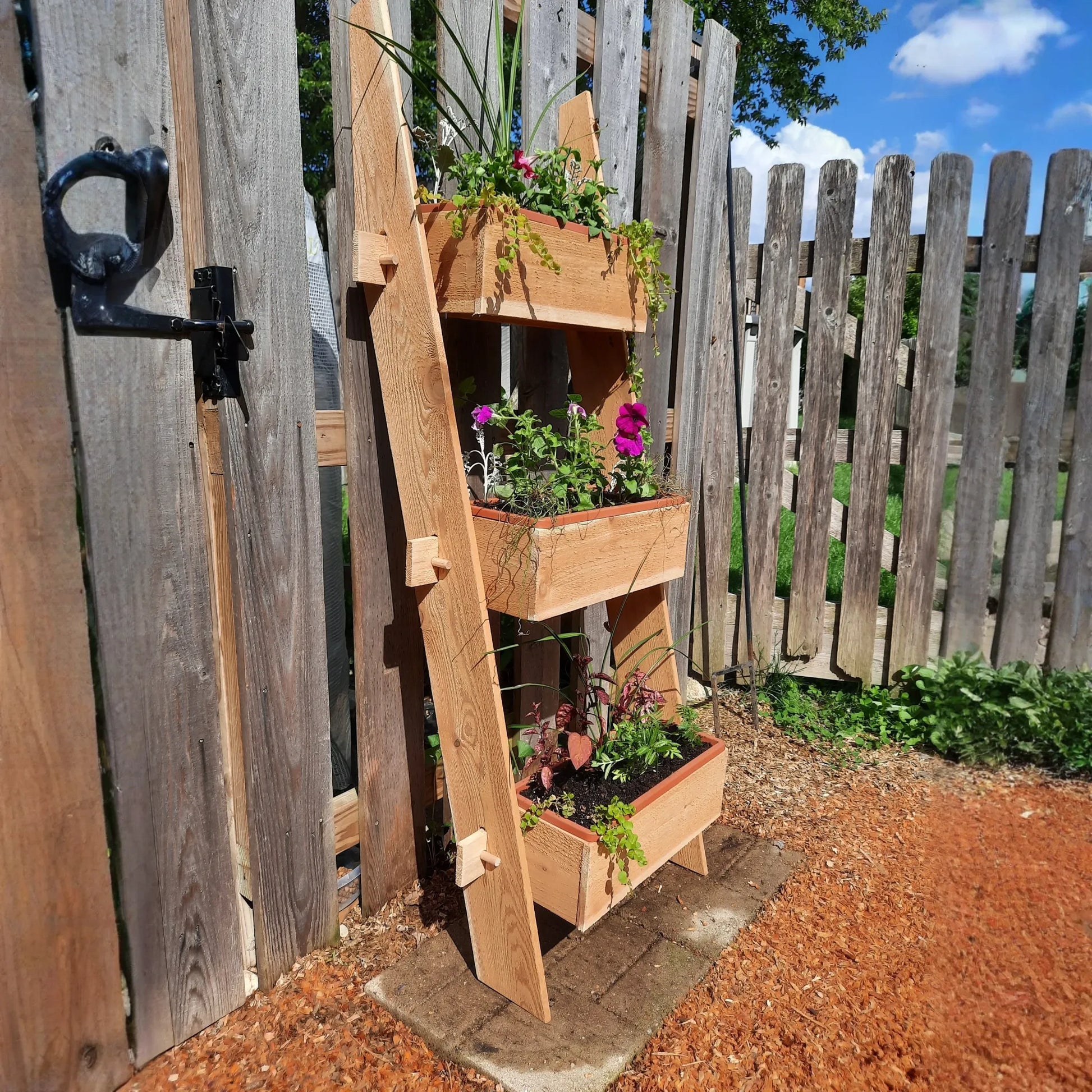 3-Tier Vertical Cedar Standing Planter Box