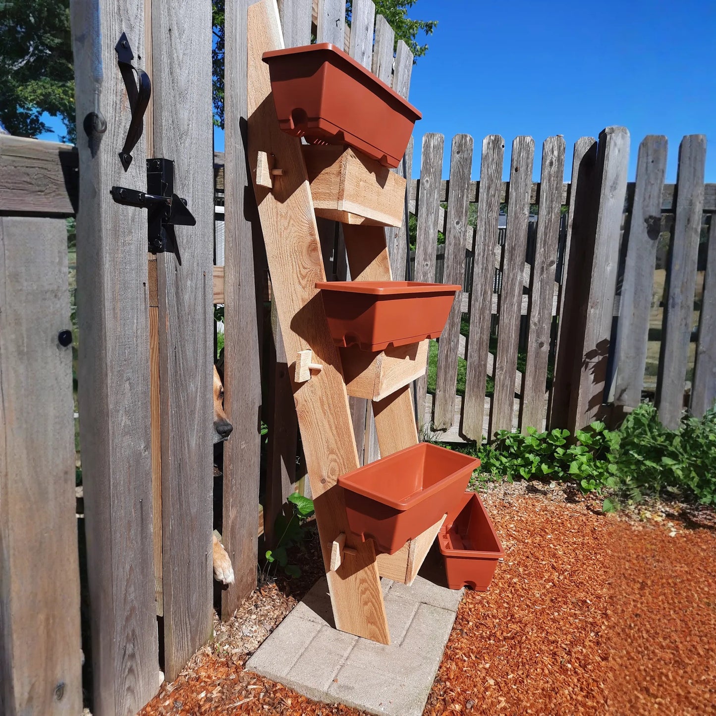 3-Tier Vertical Cedar Standing Planter Box