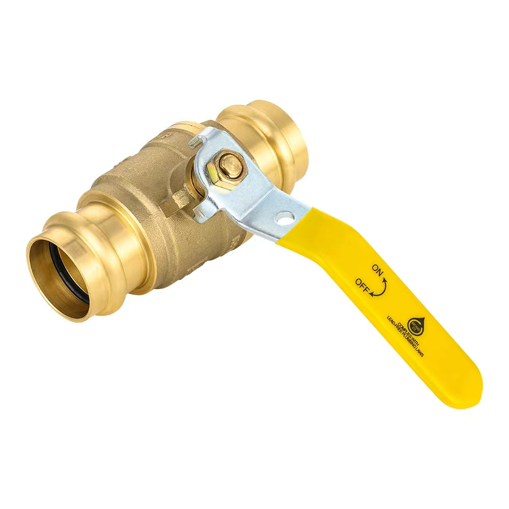 1" Press Ball Valve with EPDM O Ring, Yellow (Lead Free)