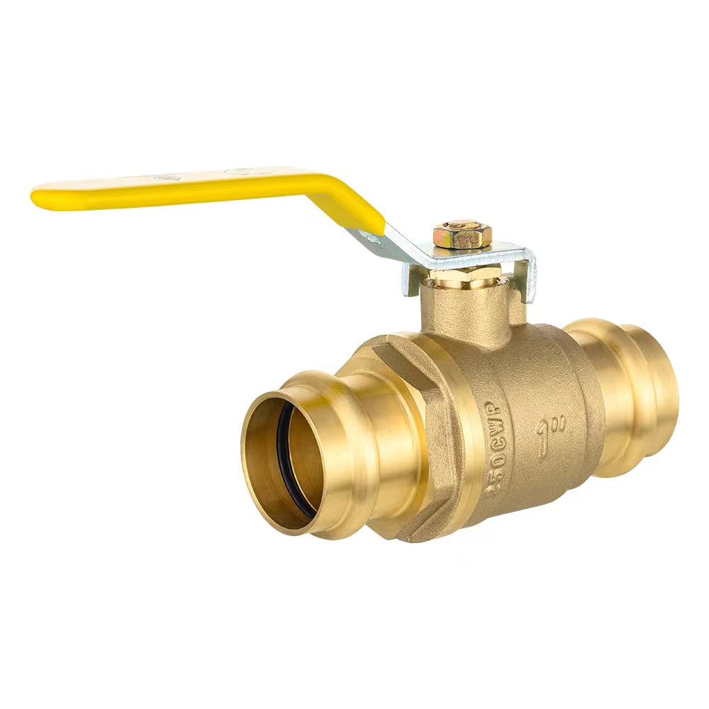 1" Press Ball Valve with EPDM O Ring, Yellow (Lead Free)