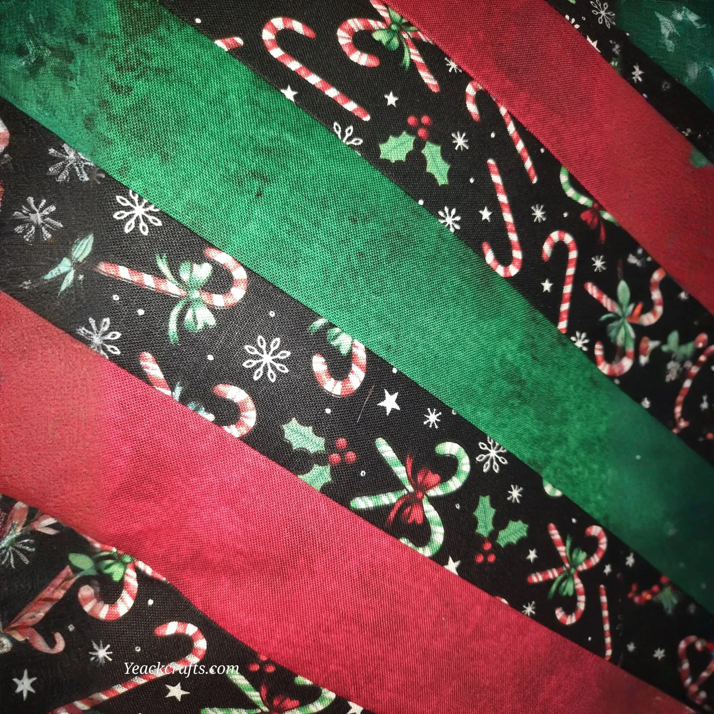 15"x15" Candy Cane with green and red striped pillow cover