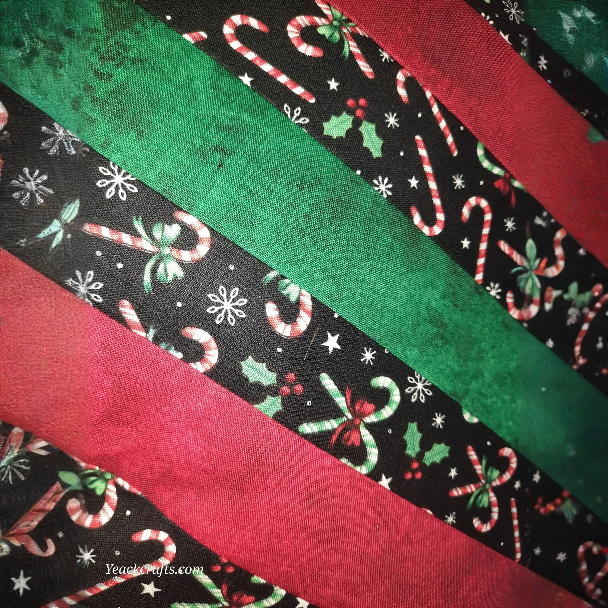 15"x15" Candy Cane with green and red striped pillow cover