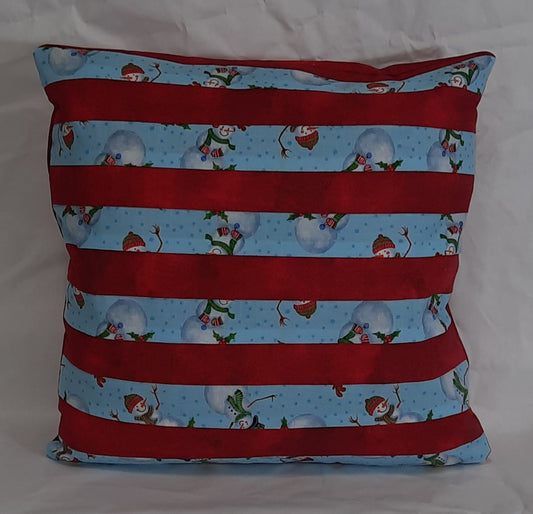 15"x15" Snowman and red stripes pillow cover