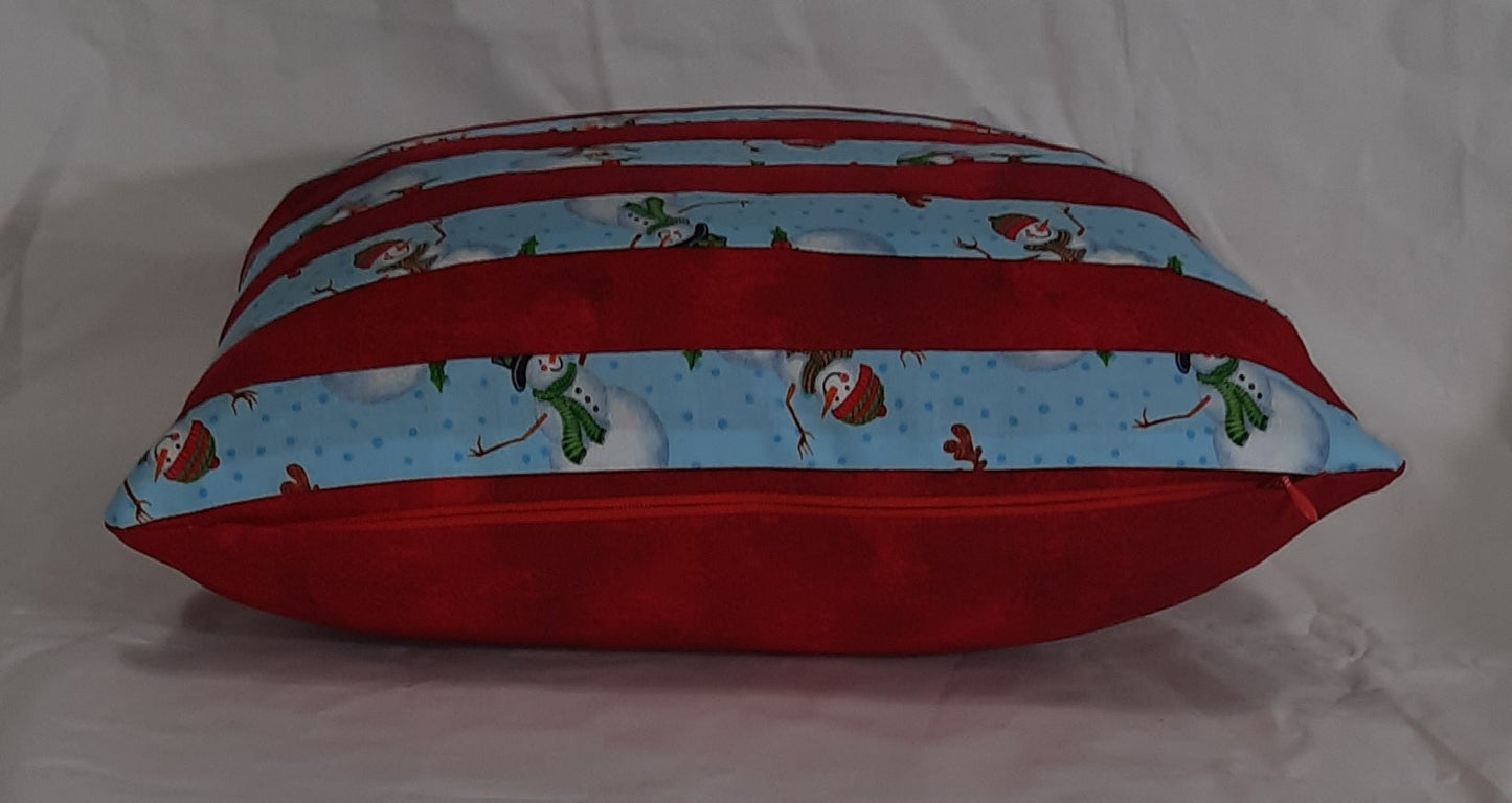 15"x15" Snowman and red stripes pillow cover