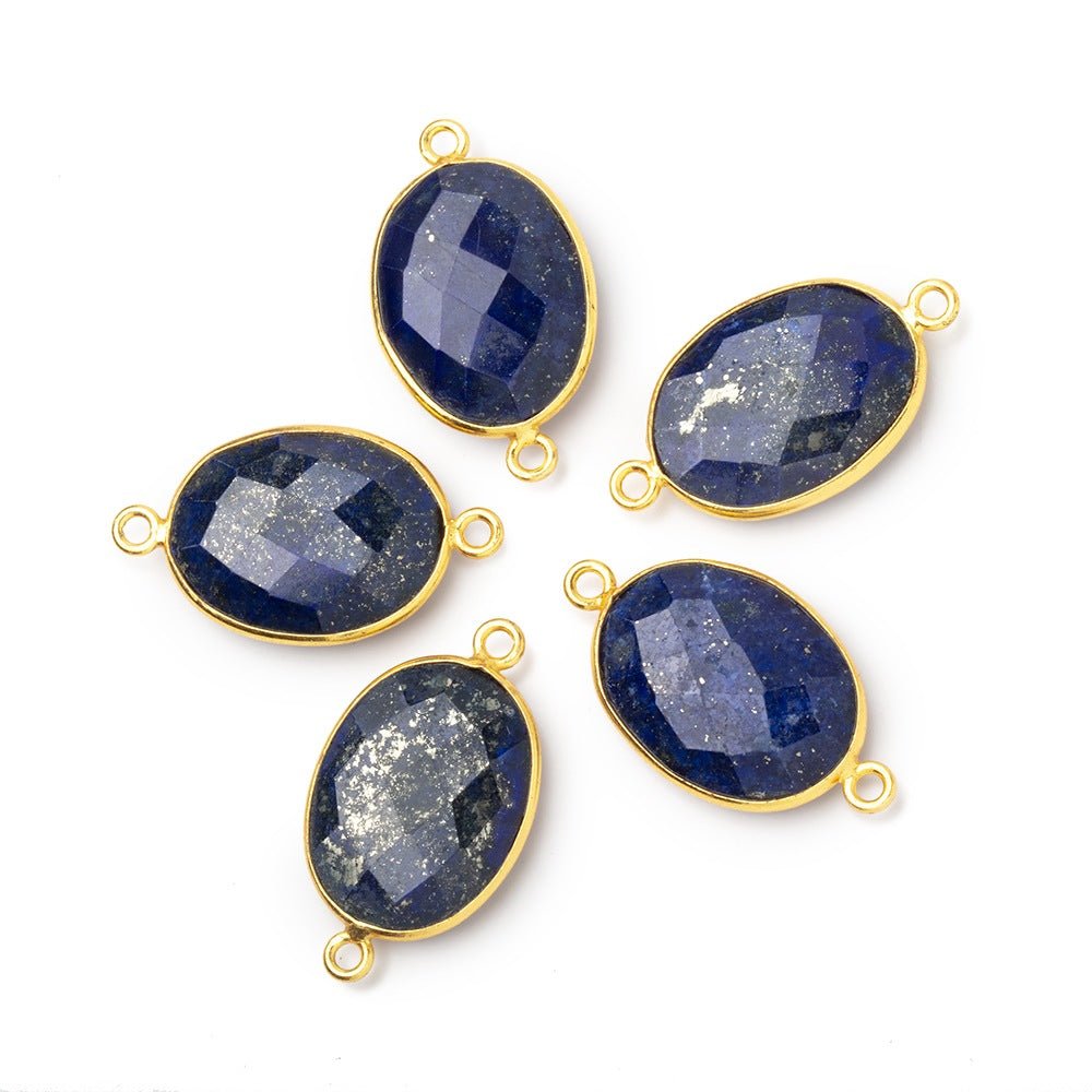 20x16mm Vermeil Bezel Lapis Lazuli Faceted Oval Connector 1 piece