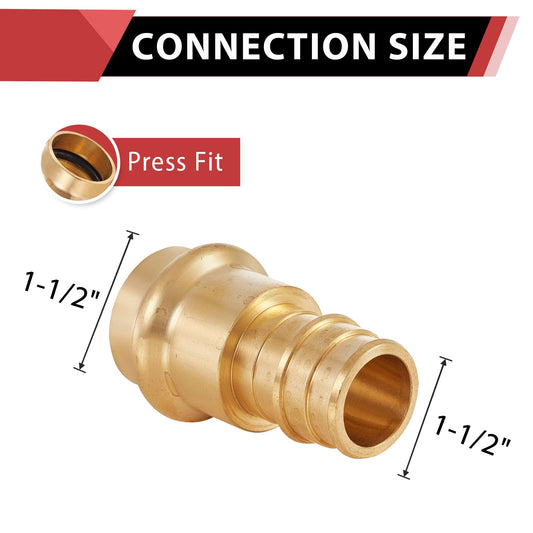 1-1/2" Press x 1-1/2" PEX Expansion Brass Adapter (Lead Free)