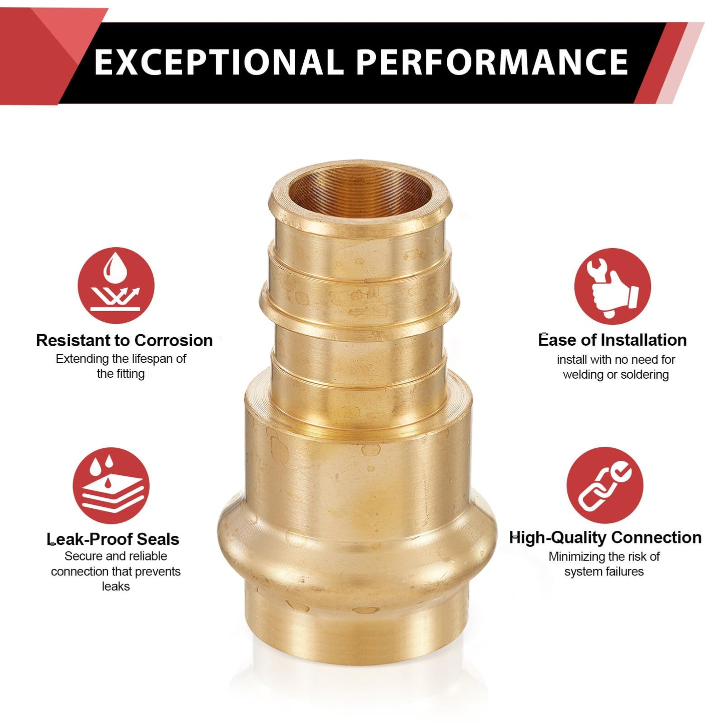 1-1/2" Press x 1-1/2" PEX Expansion Brass Adapter (Lead Free)
