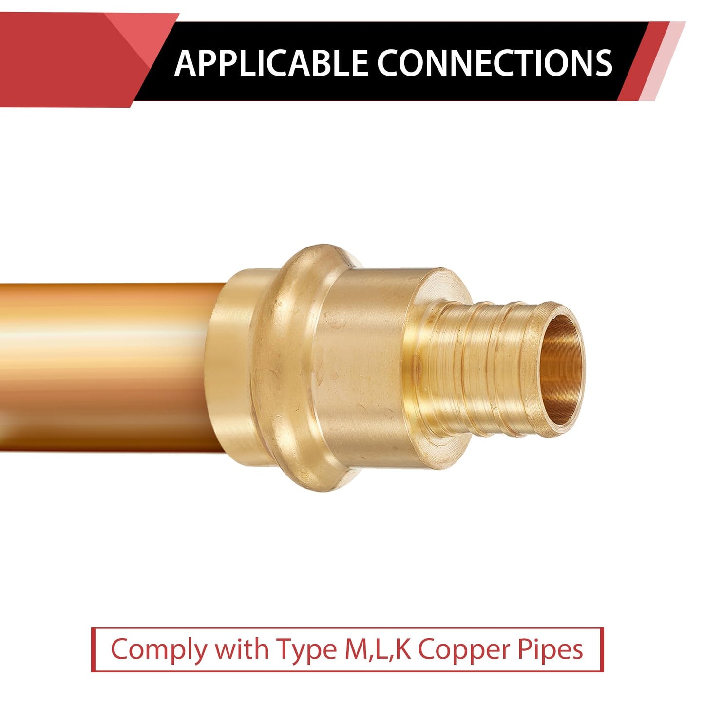 1-1/2" Press x 1-1/2" PEX Crimp Brass Adapter (Lead Free)