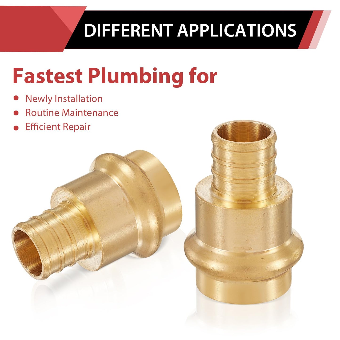 1-1/2" Press x 1-1/2" PEX Crimp Brass Adapter (Lead Free)