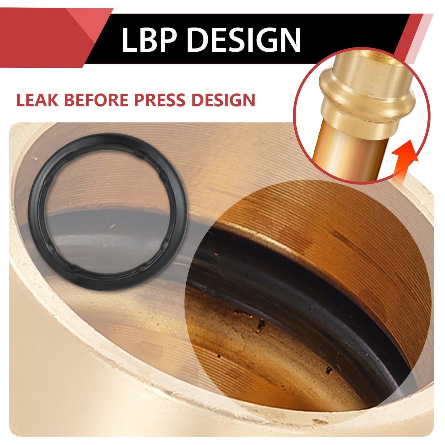 1-1/2" Press x 1-1/2" PEX Crimp Brass Adapter (Lead Free)