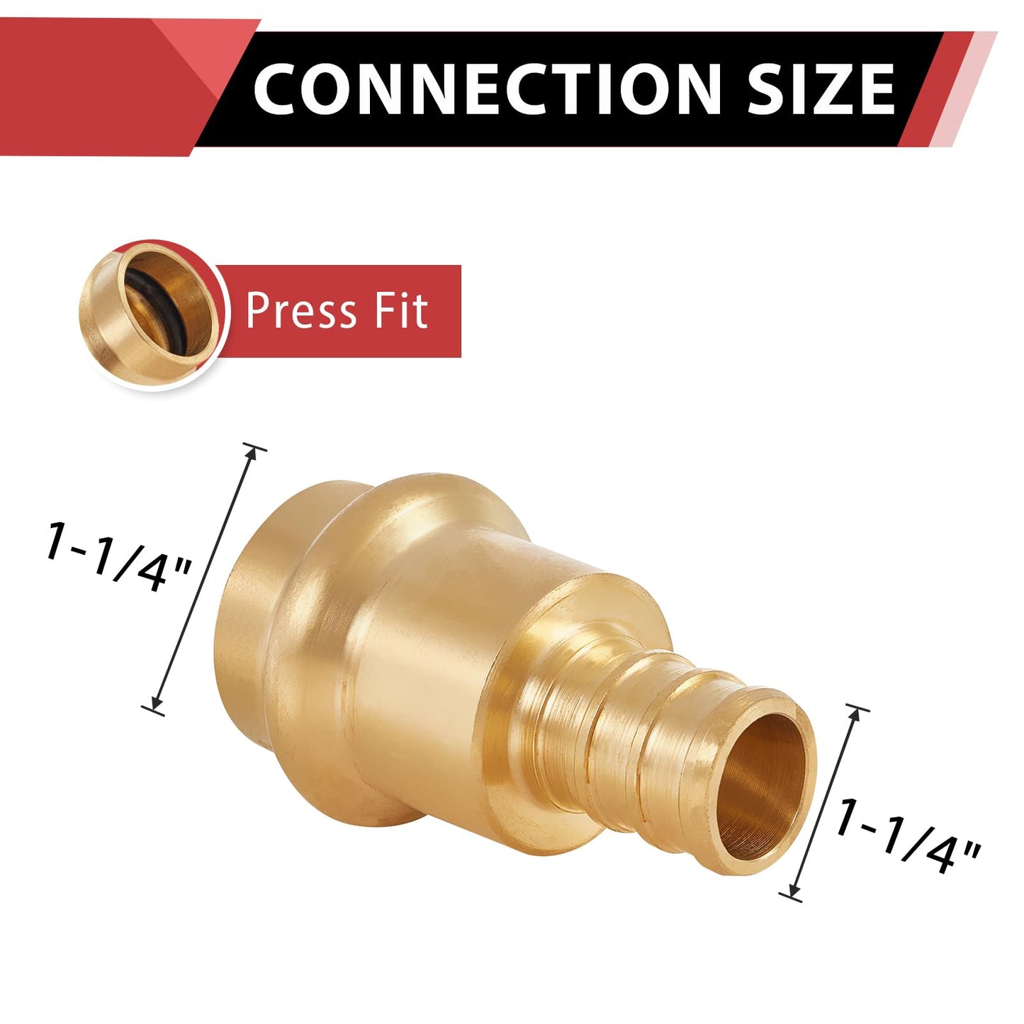 1-1/4" Press x 1-1/4" PEX Crimp Brass Adapter (Lead Free)