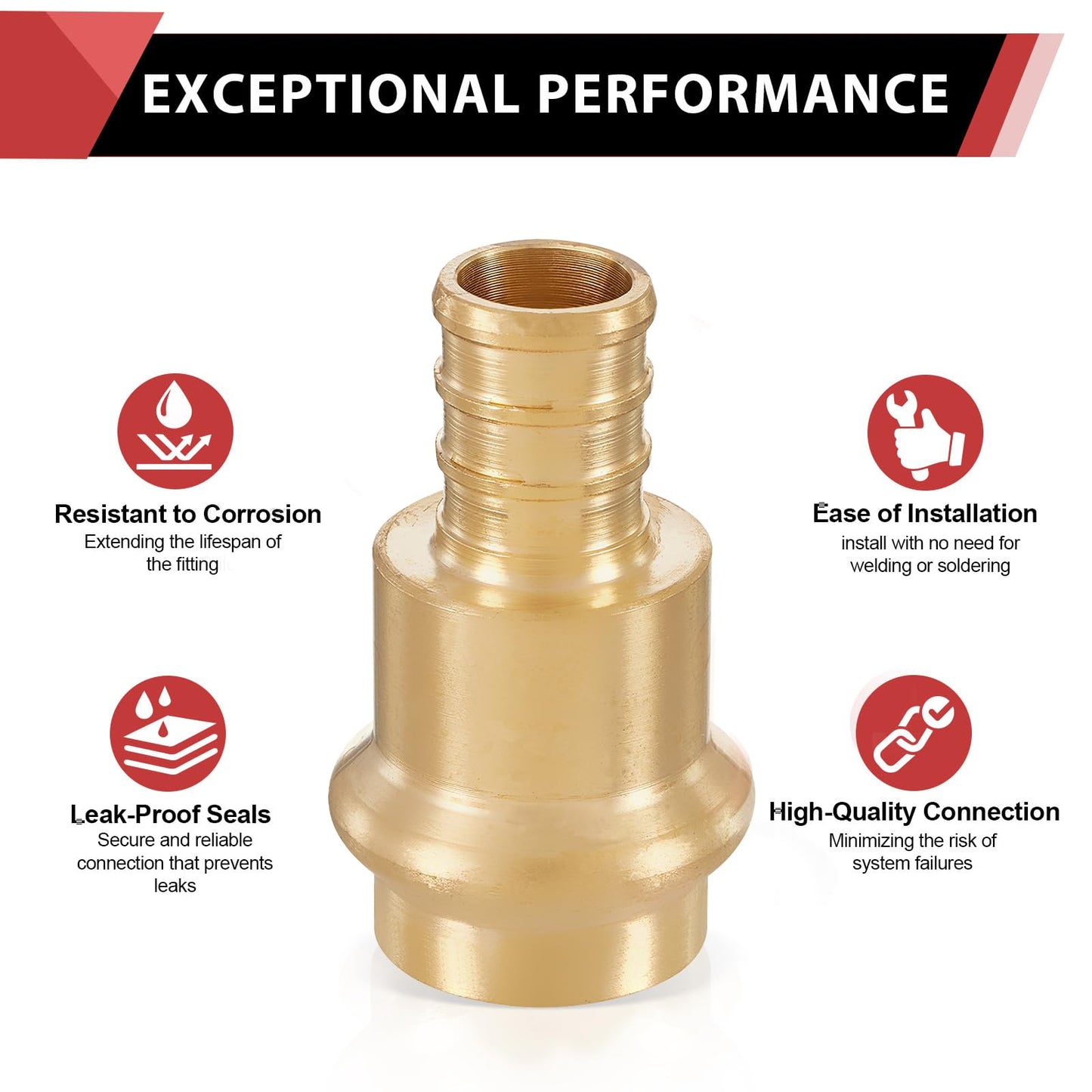 1-1/4" Press x 1-1/4" PEX Crimp Brass Adapter (Lead Free)