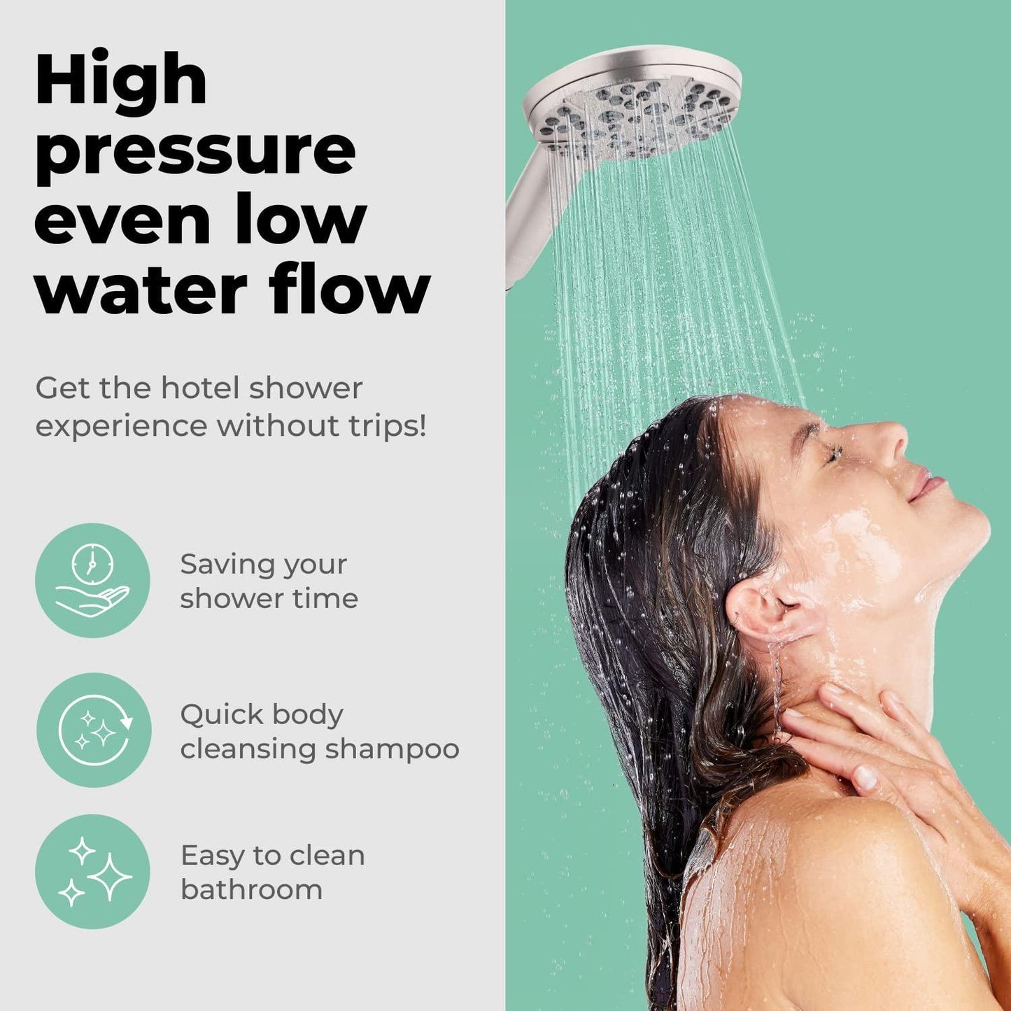 High Pressure Shower Head with Handheld   8 Spray Settings High Flow Removable Shower Head with Hose   Handheld Showerhead   57  Stainless Steel Shower Head Hose   Nickel