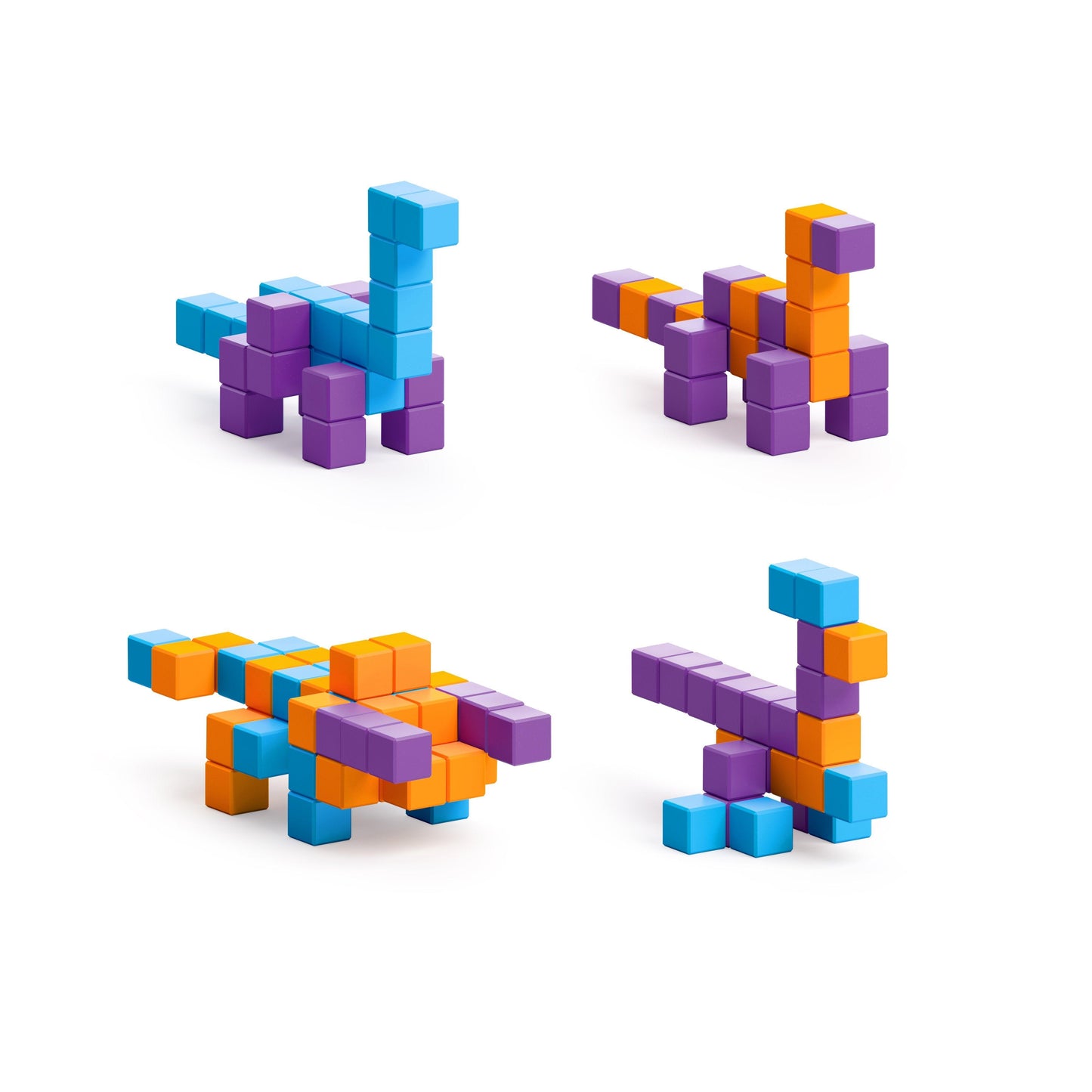 PIXIO Mini Dinos - 80 Magnetic Blocks in 4 Colors