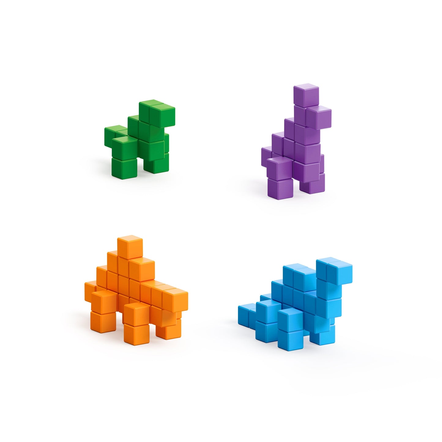 PIXIO Mini Dinos - 80 Magnetic Blocks in 4 Colors