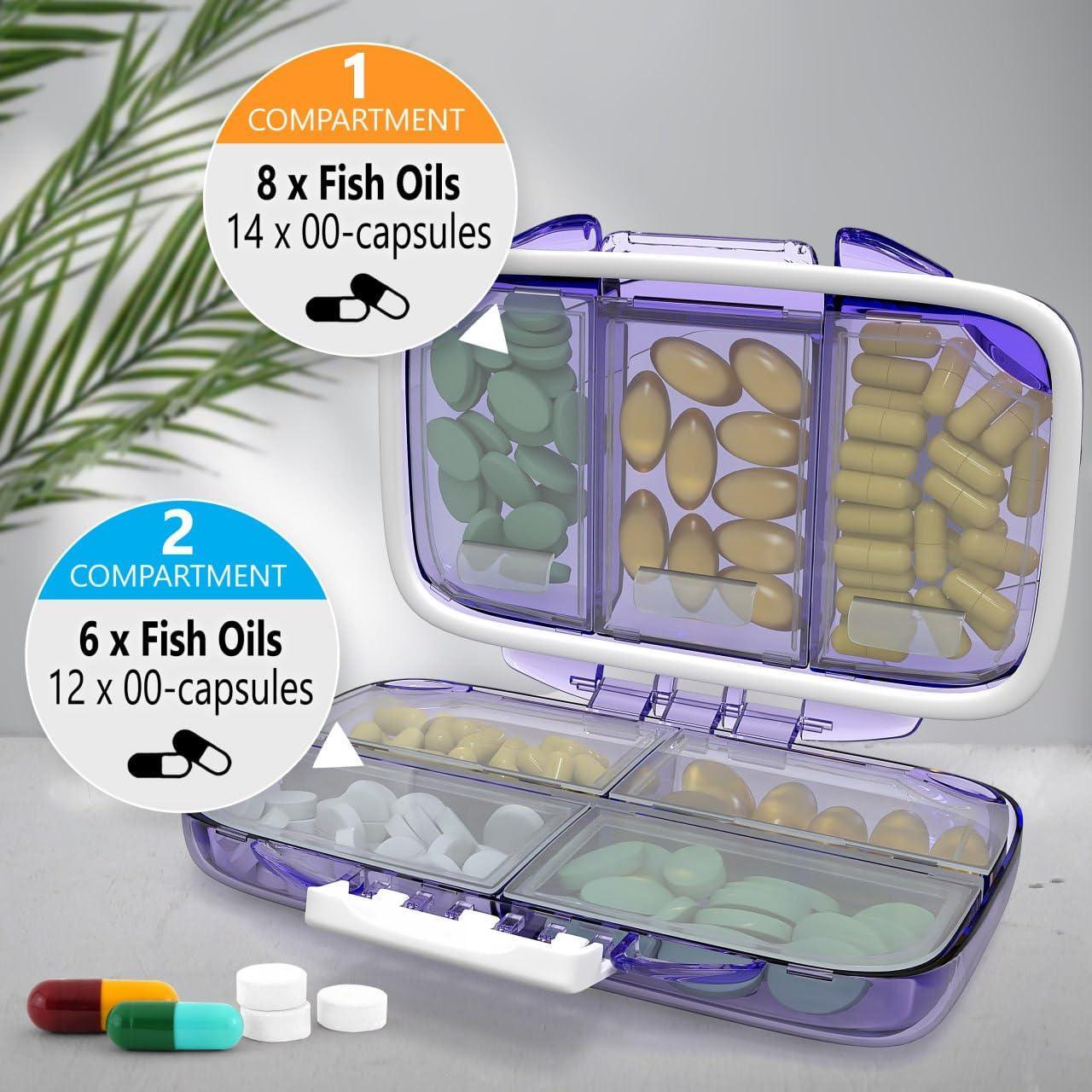 Travel Pill Organizer   Moisture Proof Pill Holder Daily Medicine Organizer Box Small Pill Case for Vitamin Supplement Pocket Pharmacy with Labels Pill Box for Purse Cute Pill Container 7 Compartments