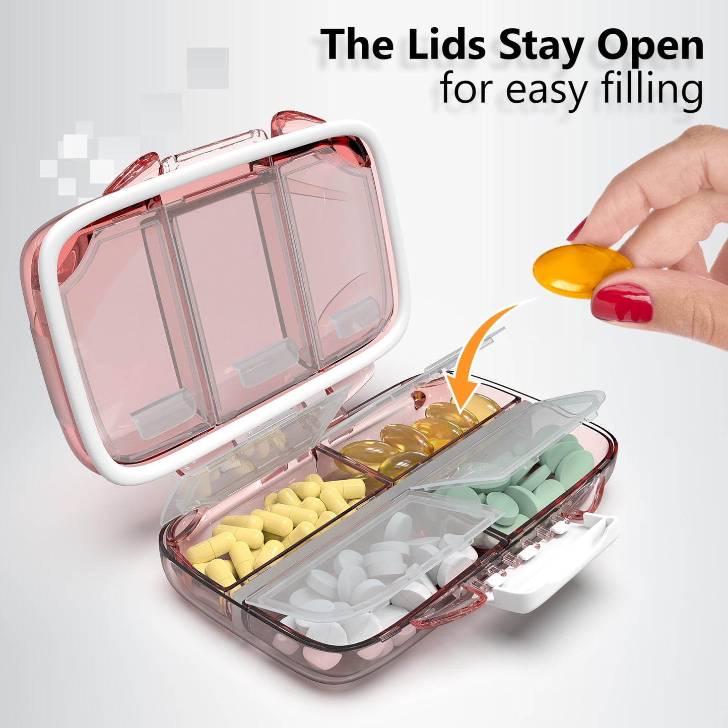 Travel Pill Organizer   Moisture Proof Pill Holder Daily Medicine Organizer Box Small Pill Case for Vitamin Supplement Pocket Pharmacy with Labels Pill Box For Purse Cute Pill Container 7 Compartments