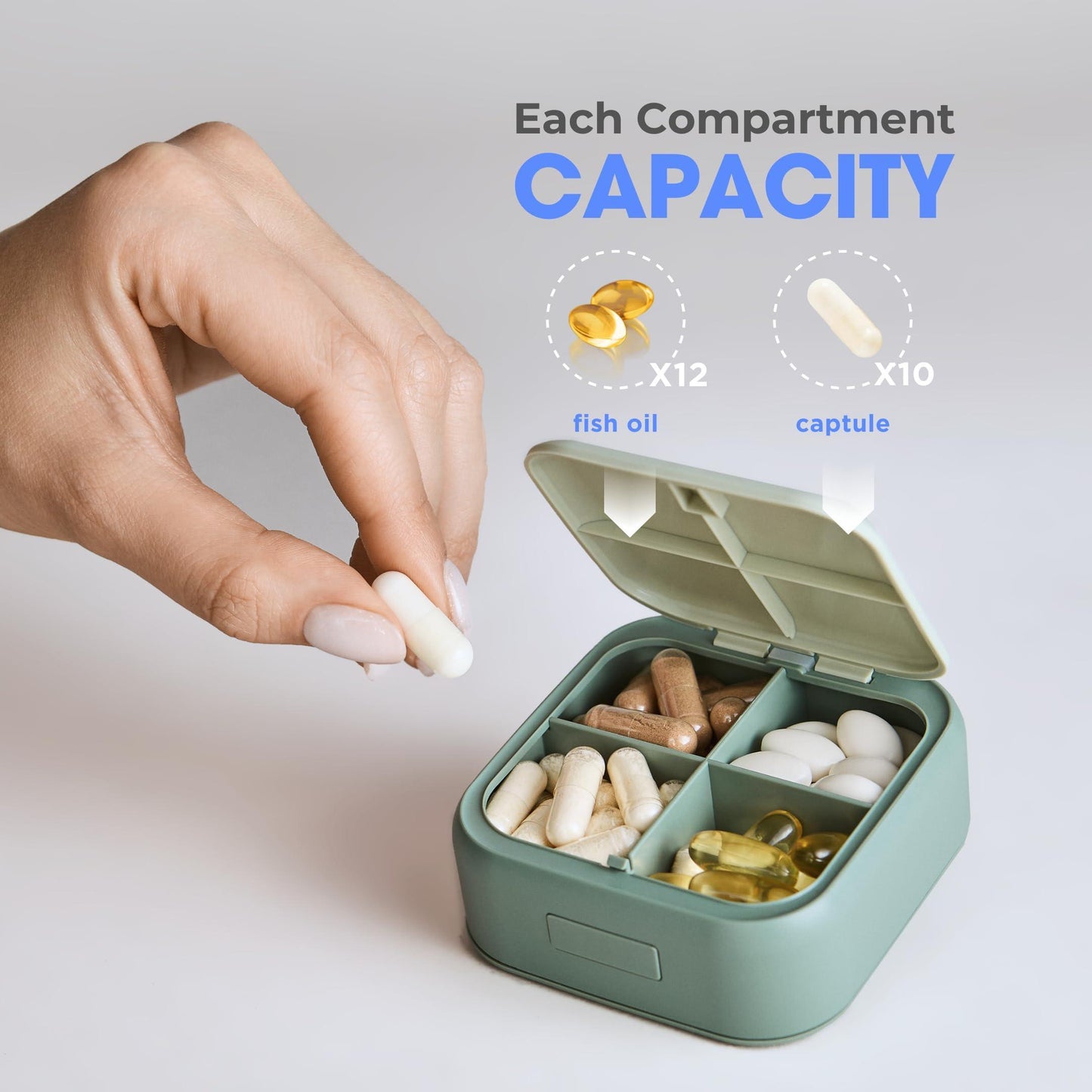 Travel Medicine Pill Organizer Small Pill Box for Purse Mini Pill Case Cute Pill Container Portable Pill Holder Compact Vitamin Supplement Dispenser Pretty Pocket Medication Storage Daily Pills Boxes