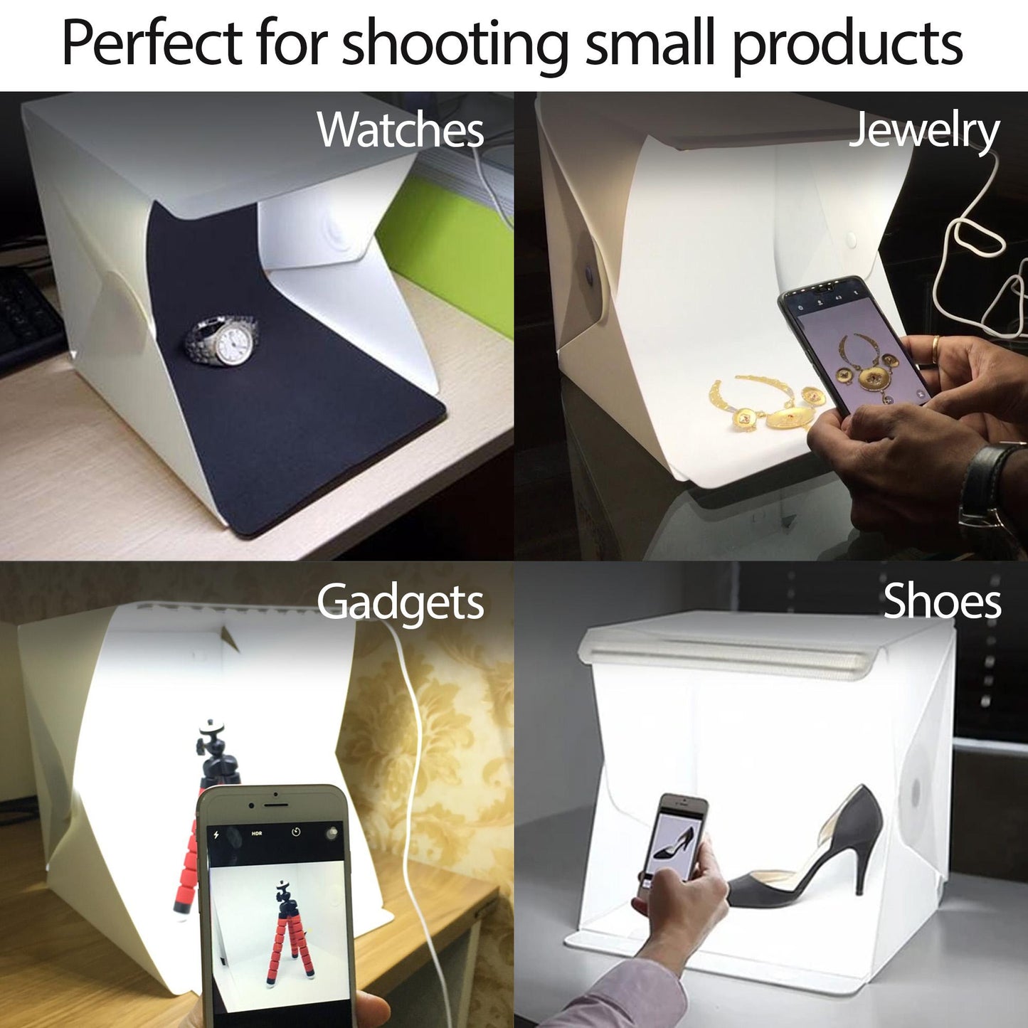 Photo Light Box Portable Small Shooting Tent White Cube Studio LED Kit Room Mini