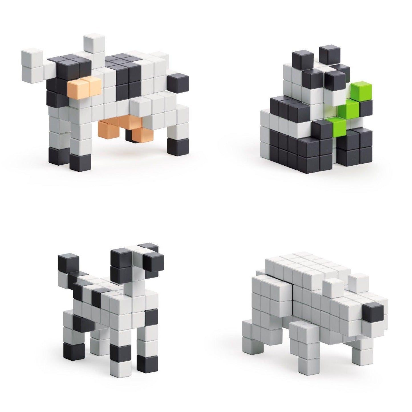 PIXIO Black & White Animals - 195 Magnetic Blocks in 4 Colors + Free App