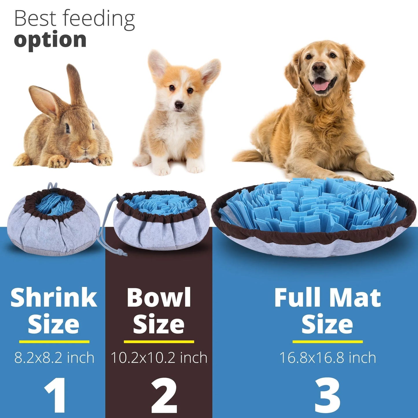 PET ARENA Adjustable Snuffle Foraging mat Dog Mental Puzzle Interactive Stimulation Toys for Smell Training and Slow Eating Stress Relief for Feeding Dog