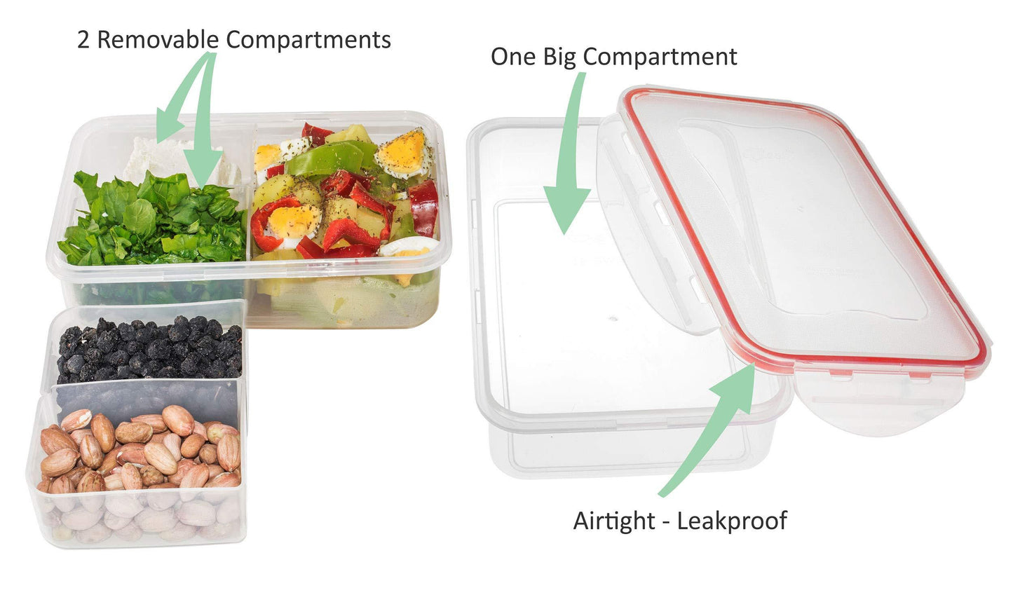 Bento Lunch Box 3pcs set 24oz   Meal Prep Containers Microwavable   BPA Free   External Leak Proof   Portion Control Containers   Food Prep Containers Dishwasher Friendly   Snap Locking Lid