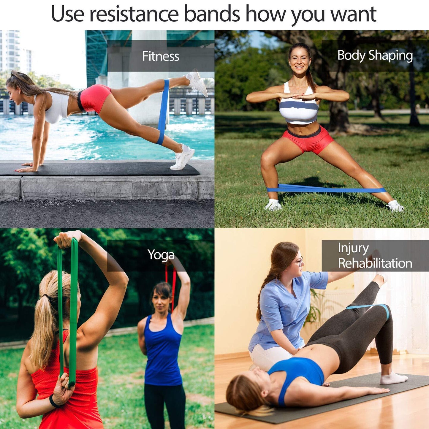 Resistance Loop Bands Exercise Set Fitness Workout Stretch Elastic Legs Therapy Exercise