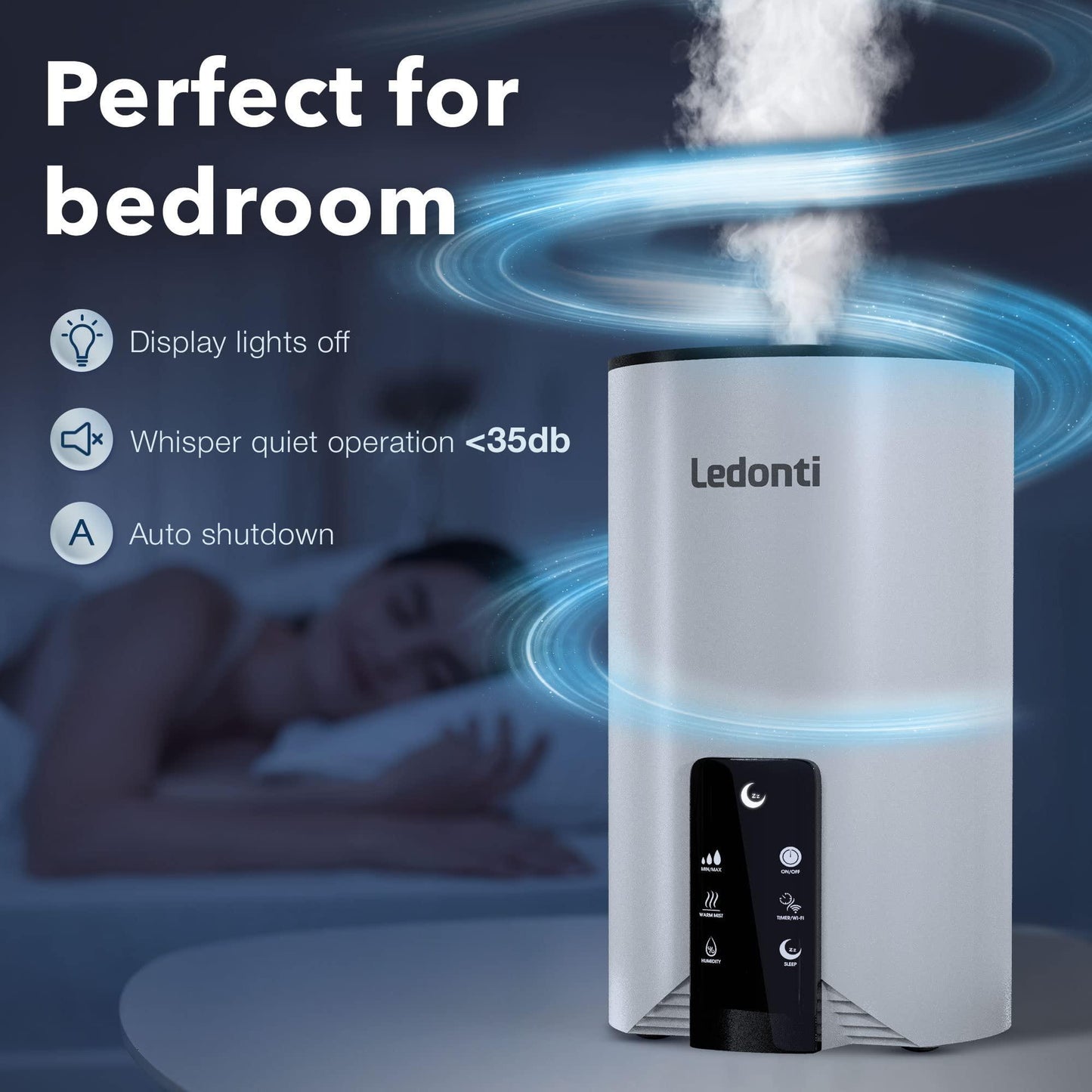 WiFi Control Humidifiers for Bedroom   Dual Mist (Cool & Warm) ! Humidifier 4L Big Capacity Top Fill Water Tank Quie Humidifier for Large Rooms Home Living Office Baby   Ultrasonic Humidifier