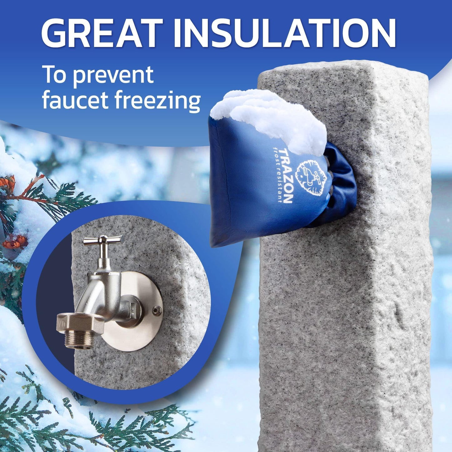 Outdoor Faucet Covers for Winter Freeze Protection 2 Pack   Faucet Cover   Winter Faucet Covers   Outside Faucet Covers for Winter Waterproof Insulated Outdoor Faucet Cover Large 8  H x 5.9  W Blue