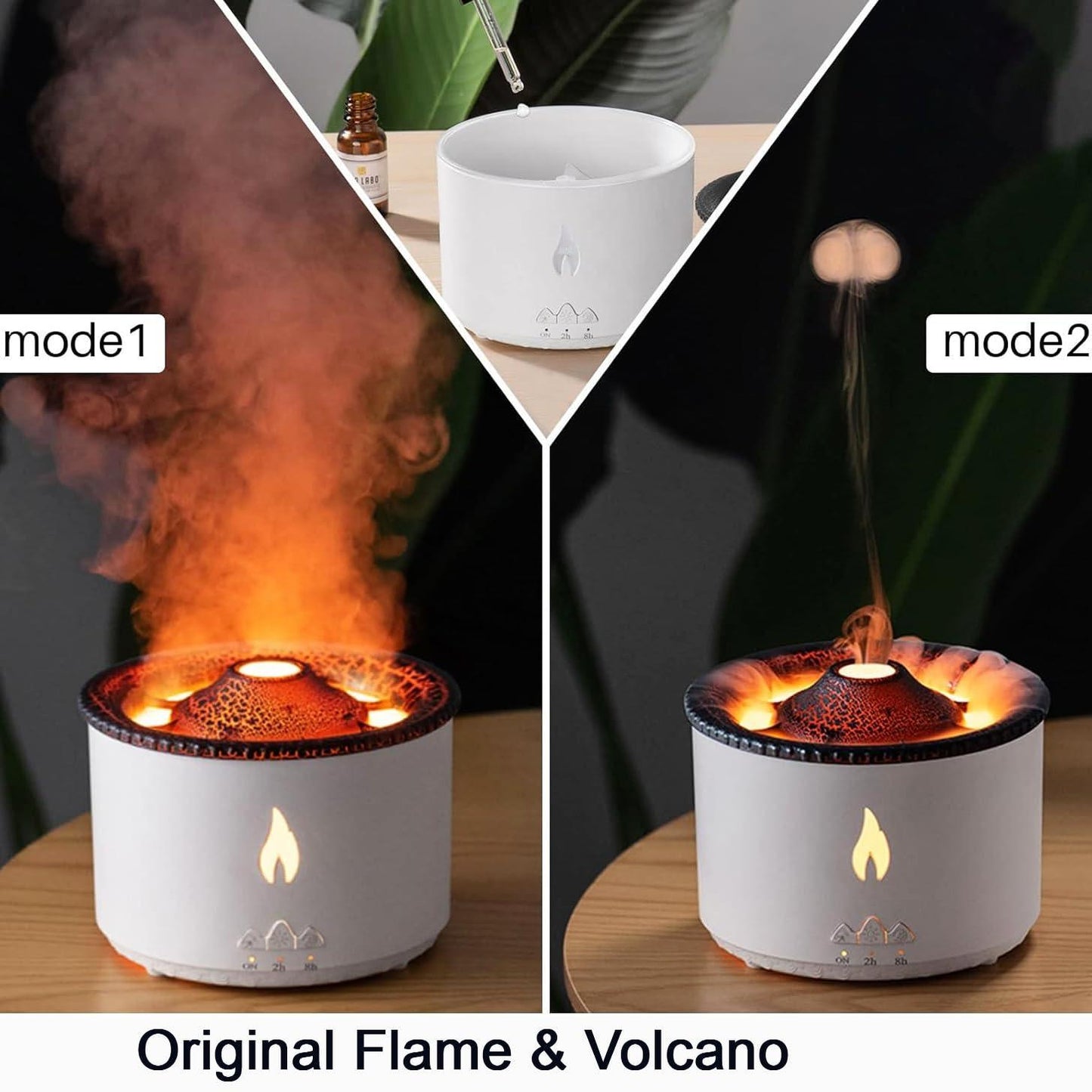 Volcano Diffuser for Essential Oils Aromatherapy Volcano Humidifier Diffuser Aroma Lamp with Multiple Modes Remote Timer Auto Shut Off for Bedroom Spa Yoga Girl Gift (White Original)