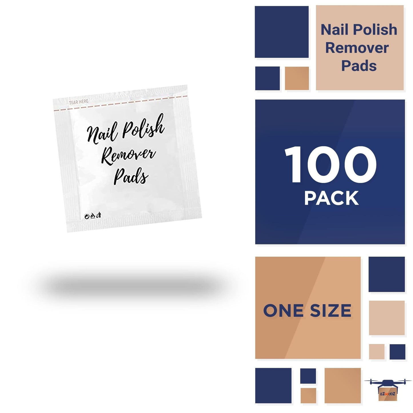 Nail Polish Remover Pads Pack of 100 Nail Polish Remover Wipes 2 ply Ethyl Acetate Fingernail Polish Remover Pads Non Acetone Advanced Nail Polish Remover Pads with Aloe Panthenol