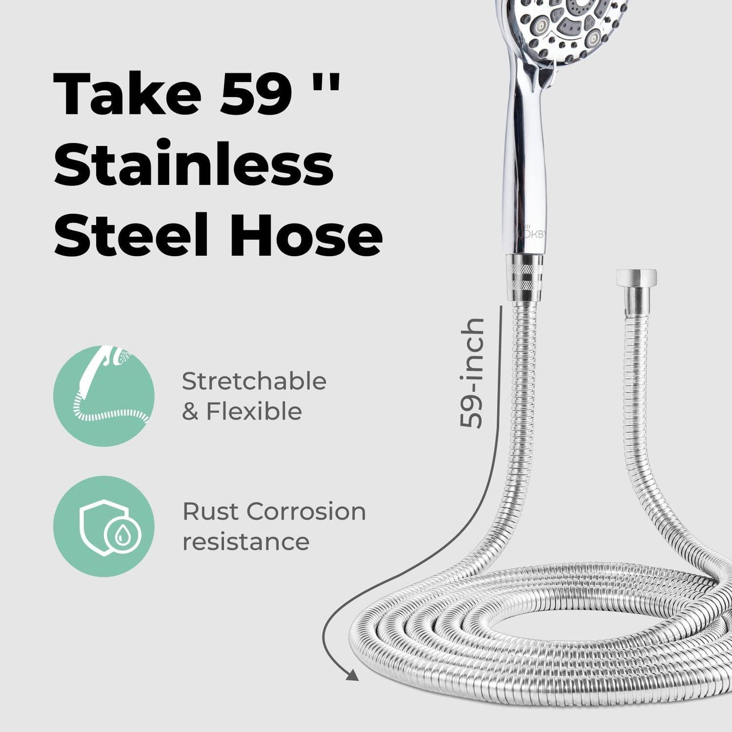 High Pressure 6 Settings Shower Head with Handheld   5'' Powerful Detachable Shower Head Set for Low Water Pressure   59'' Stainless Steel Hose   Tool less 1 Min Installation   Chrome