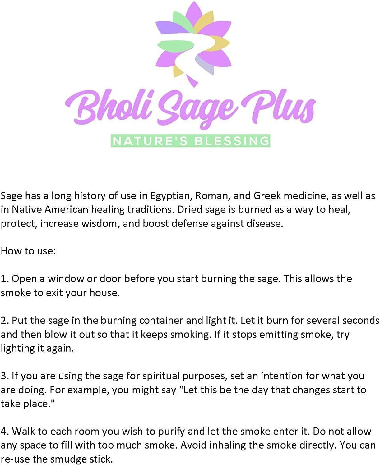 Bholi Sage Plus Sage Smudge kit Rosemary Lavender White Sage Rose with White Sage Sustainably Sourced from California Sage Smudge kit for Home Cleansing Blessing