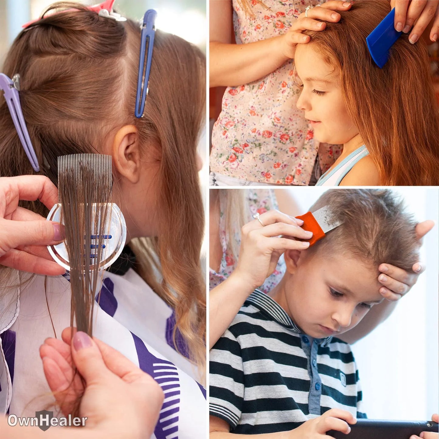 Lice Comb [Pack of 3]   Fast Removal of Lice Eggs Nits and Dandruff. Professional Results for Head Lice Treatment on All Different Types of Hair. Peine para piojos y liendres.