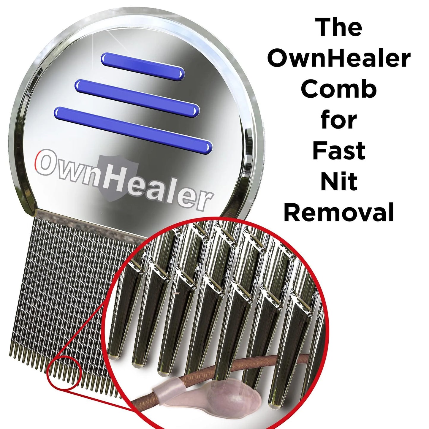 Lice Comb [Pack of 3]   Fast Removal of Lice Eggs Nits and Dandruff. Professional Results for Head Lice Treatment on All Different Types of Hair. Peine para piojos y liendres.