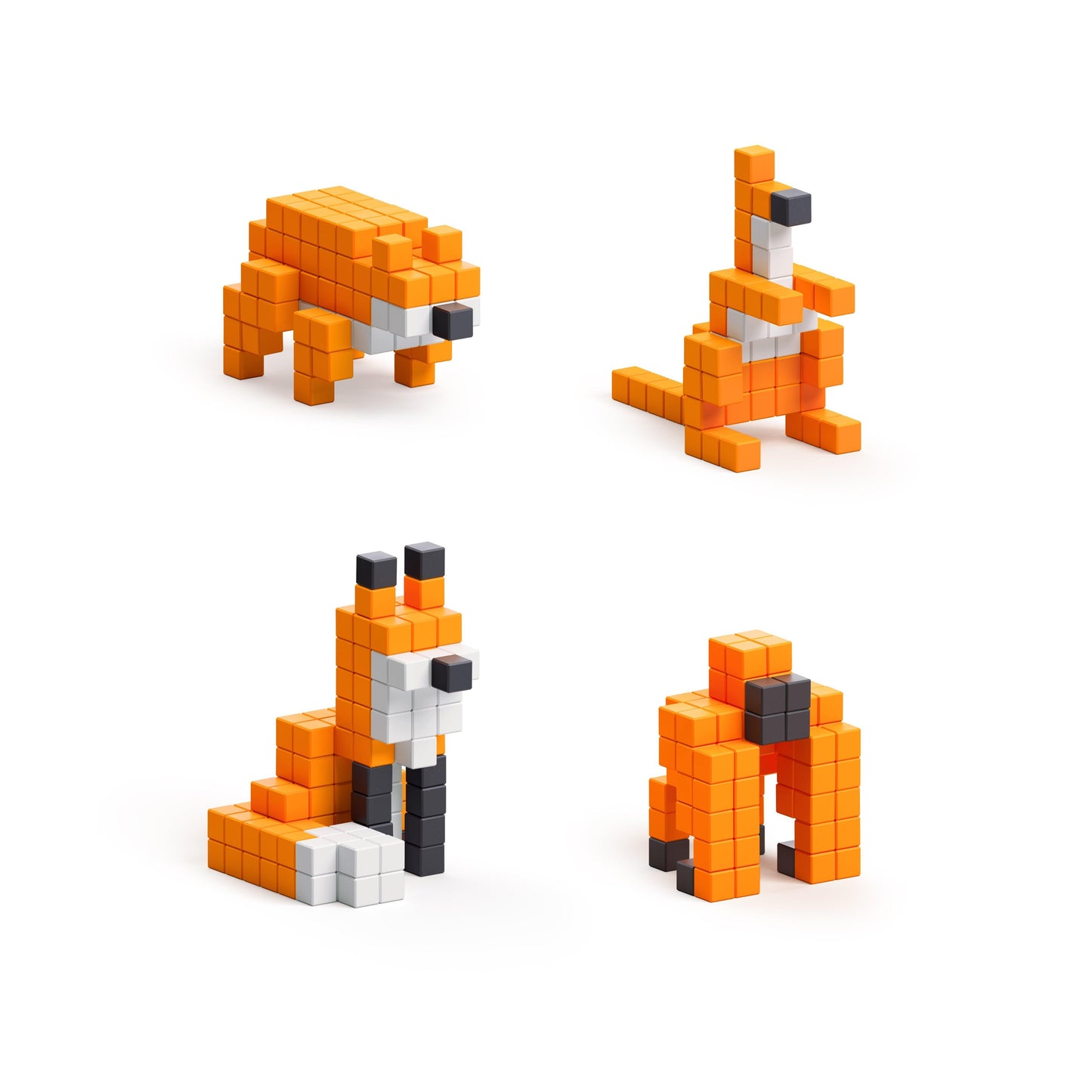 PIXIO Orange Animals - 162 Magnetic Blocks in 3 Colors