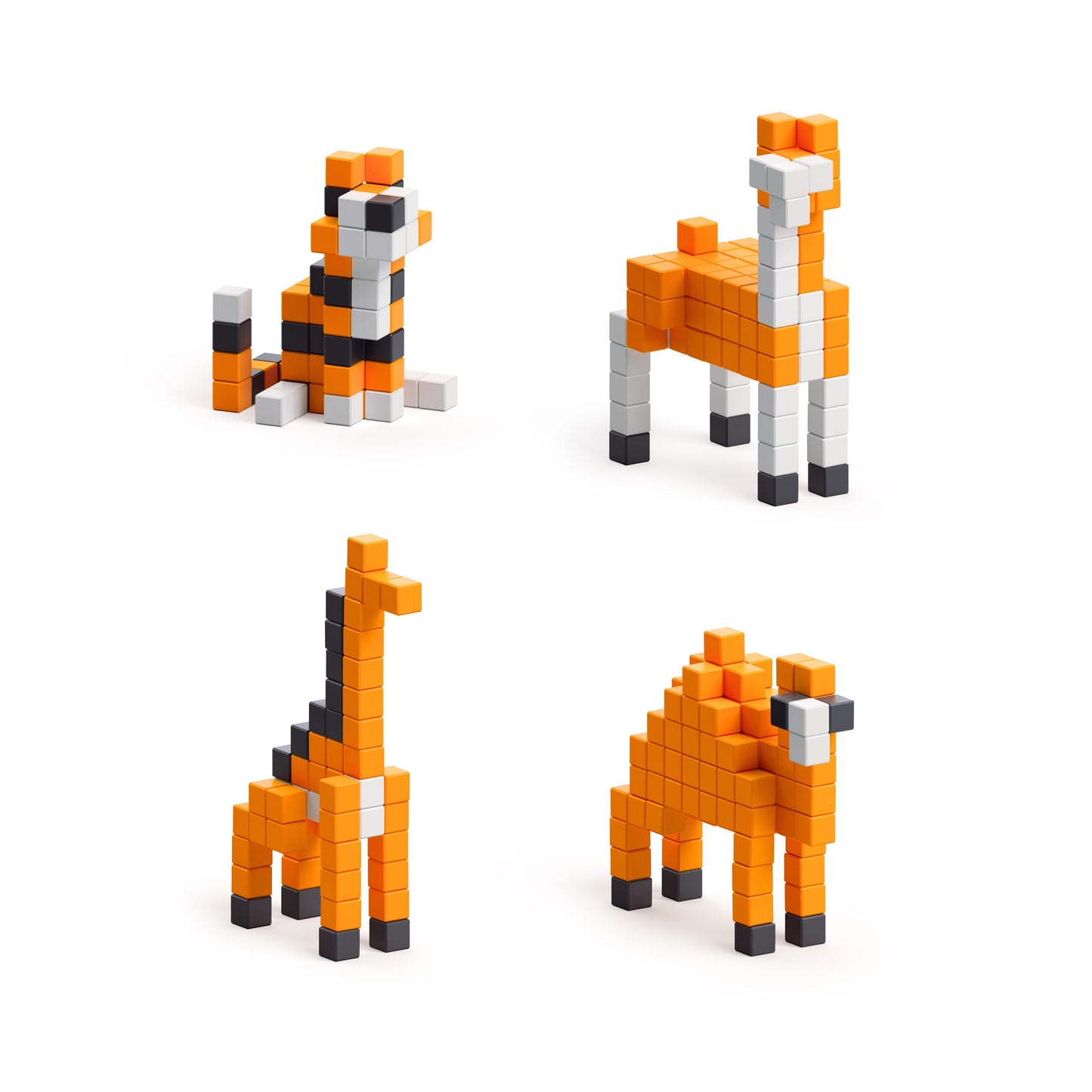 PIXIO Orange Animals - 162 Magnetic Blocks in 3 Colors