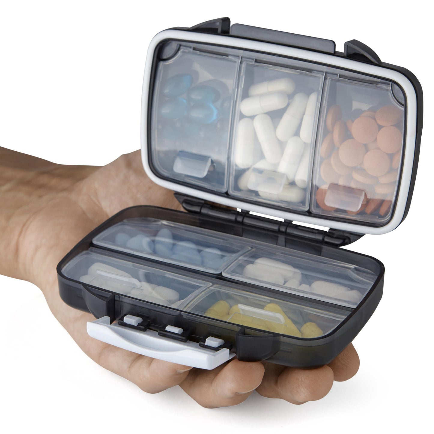 Travel Pill Organizer   Moisture Proof Pill Holder Daily Medicine Organizer Box Small Pill Case for Vitamin Supplement Pocket Pharmacy with Labels Pill Box for Purse Cute Pill Container 7 Compartments