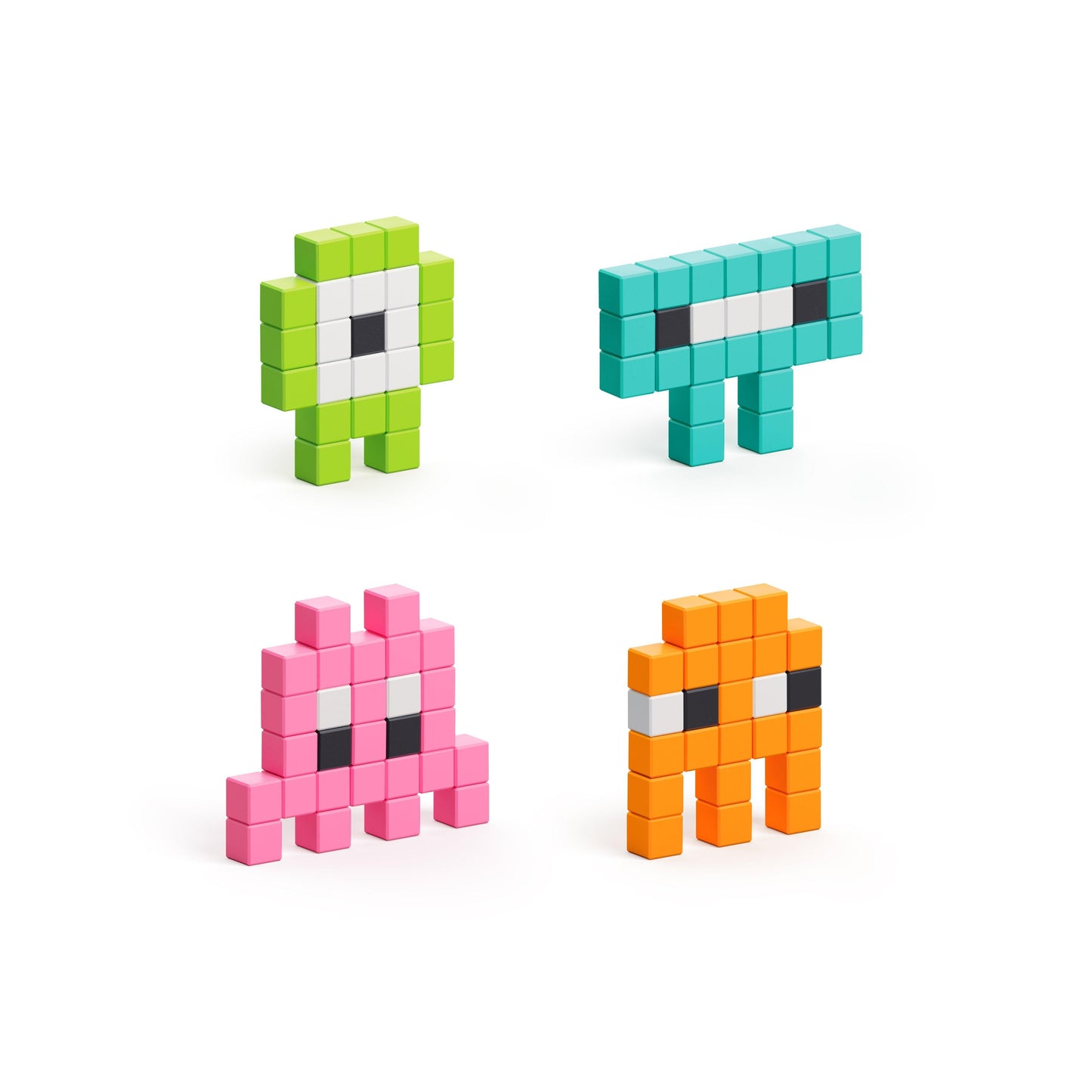 PIXIO Mini Monsters - 100 Magnetic Blocks in 6 Colors