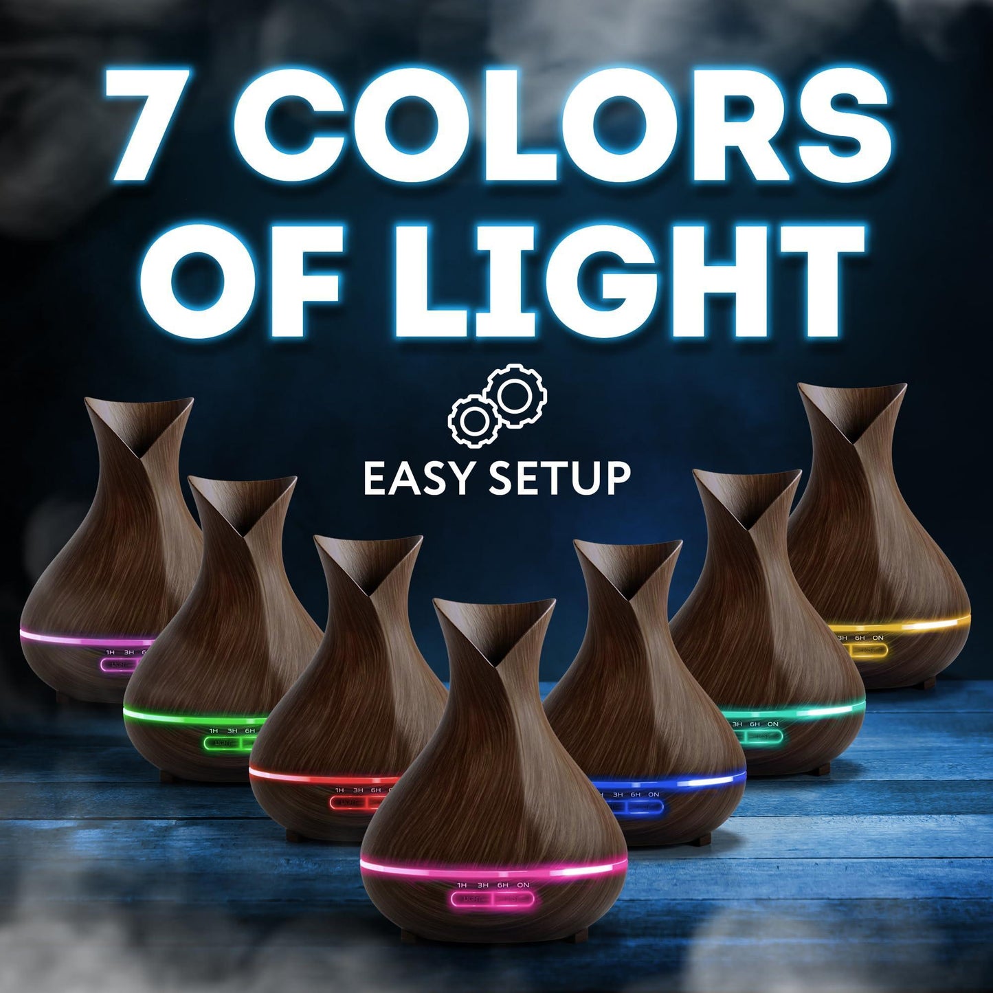 Aromatherapy Diffuser for Essential Oils 400ml Dark Wood Essential Oil Diffuser for Office Home Air Diffuser Humidifier with 13 Hour High Mist Output Waterless Auto Off 7 Color LED Lights