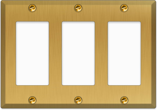 3-gang GFI, Standard Size, Satin Brass Wallplate