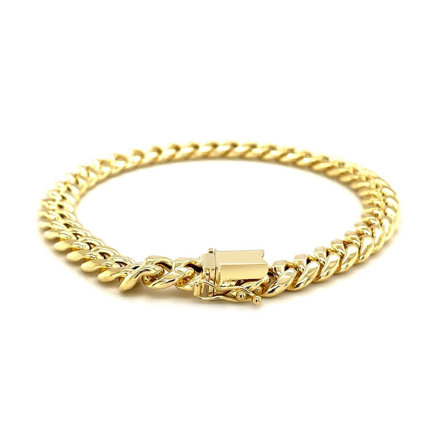 7.2mm 10k Yellow Gold Semi Solid Miami Cuban Bracelet