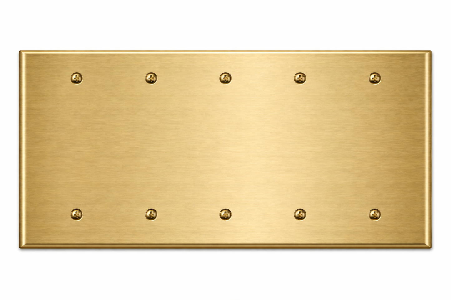 5-Gang Blank, Standard Size, Satin Brass Painted Metal Wall Plate