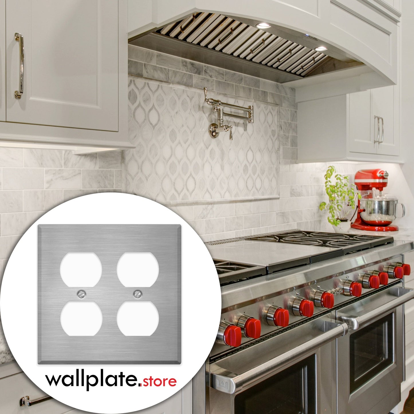 2 Gang Stainless Steel Duplex Receptacle Wallplate Outlet Cover | Made in USA