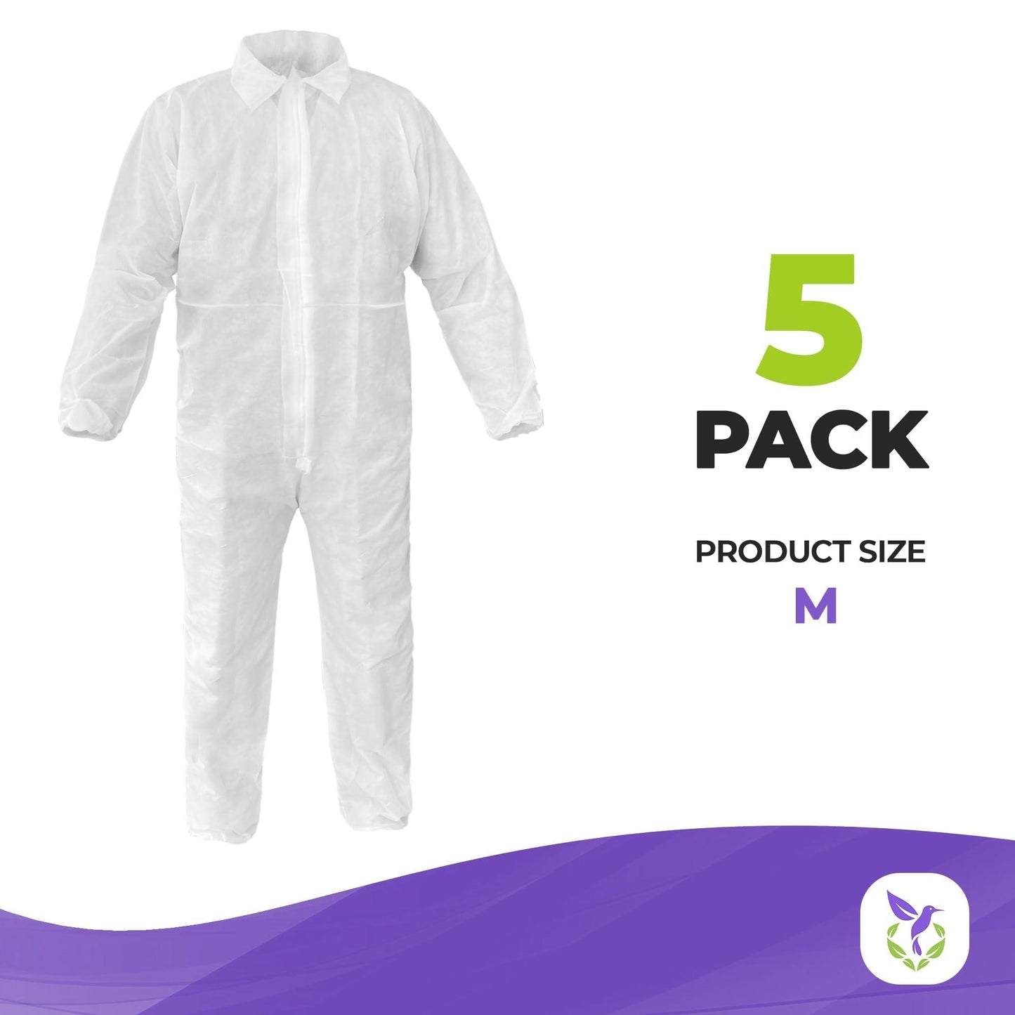 AMZ Disposable Coveralls PP 30 50 gsm with Zipper Front Elastic Wrists Collar