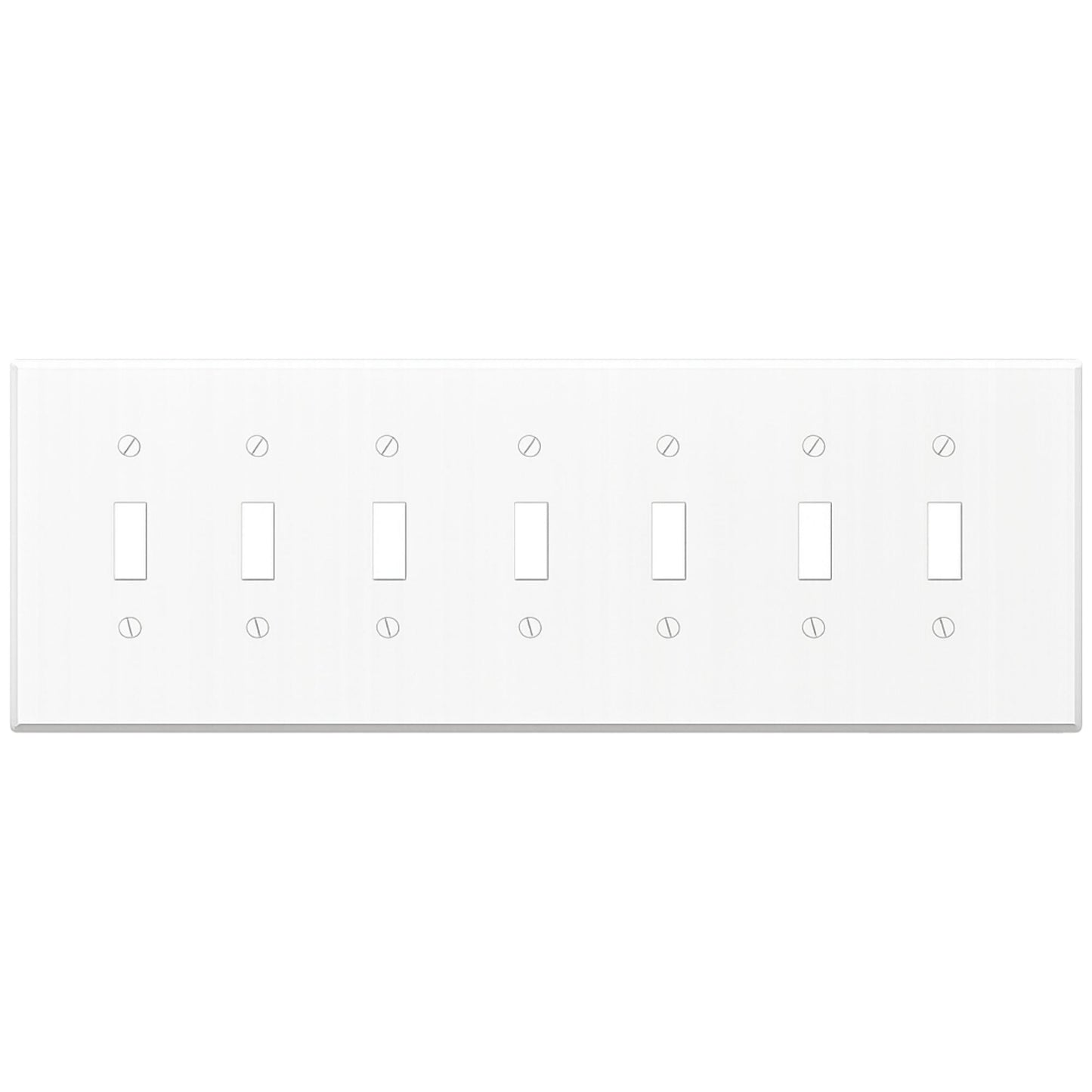 7-Gang Toggle, Standard Size, White Painted Metal Wall Plate